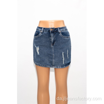 Damer denim kort nederdel engros elegant denim nederdel